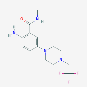 molecular formula C14H19F3N4O B8166186 2-Amino-N-methyl-5-(4-(2,2,2-trifluoroethyl)piperazin-1-yl)benzamide 