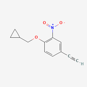 molecular formula C12H11NO3 B8166291 1-(Cyclopropylmethoxy)-4-ethynyl-2-nitrobenzene 