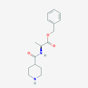 molecular formula C16H22N2O3 B8166320 (S)-Benzyl 2-(piperidine-4-carboxamido)propanoate hydrochloride 