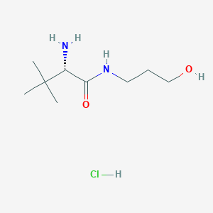 molecular formula C9H21ClN2O2 B8166327 (S)-2-Amino-N-(3-hydroxypropyl)-3,3-dimethylbutyramide hydrochloride 