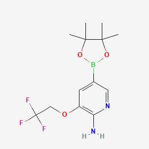 molecular formula C13H18BF3N2O3 B8166351 5-(4,4,5,5-Tetramethyl-1,3,2-dioxaborolan-2-yl)-3-(2,2,2-trifluoroethoxy)pyridin-2-amine 