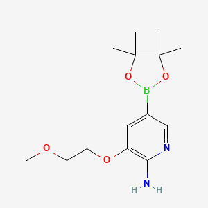 molecular formula C14H23BN2O4 B8166357 3-(2-Methoxyethoxy)-5-(4,4,5,5-tetramethyl-1,3,2-dioxaborolan-2-yl)pyridin-2-amine 