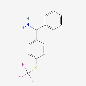 molecular formula C14H12F3NS B8166401 Phenyl(4-((trifluoromethyl)thio)phenyl)methanamine 