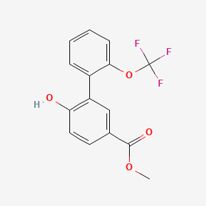 molecular formula C15H11F3O4 B8166482 Methyl 6-hydroxy-2'-(trifluoromethoxy)-[1,1'-biphenyl]-3-carboxylate 
