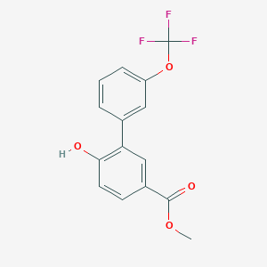 molecular formula C15H11F3O4 B8166498 Methyl 6-hydroxy-3'-(trifluoromethoxy)-[1,1'-biphenyl]-3-carboxylate 