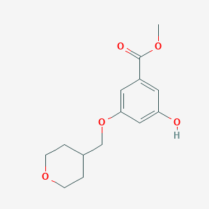 molecular formula C14H18O5 B8166547 Methyl 3-hydroxy-5-((tetrahydro-2H-pyran-4-yl)methoxy)benzoate 