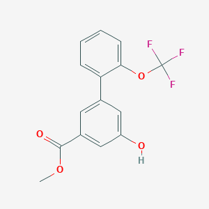 molecular formula C15H11F3O4 B8166584 Methyl 5-hydroxy-2'-(trifluoromethoxy)-[1,1'-biphenyl]-3-carboxylate 