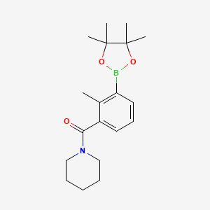 molecular formula C19H28BNO3 B8166681 (2-Methyl-3-(4,4,5,5-tetramethyl-1,3,2-dioxaborolan-2-yl)phenyl)(piperidin-1-yl)methanone 
