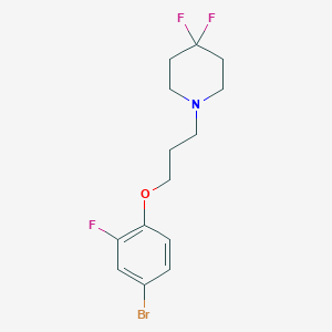 molecular formula C14H17BrF3NO B8166734 1-(3-(4-Bromo-2-fluorophenoxy)propyl)-4,4-difluoropiperidine 