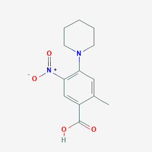 molecular formula C13H16N2O4 B8166786 2-Methyl-5-nitro-4-(piperidin-1-yl)benzoic acid 