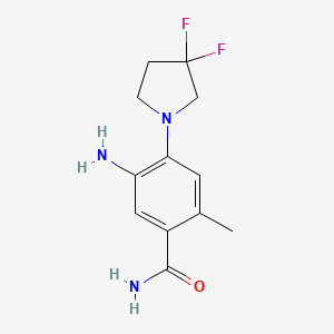 molecular formula C12H15F2N3O B8166816 5-Amino-4-(3,3-difluoropyrrolidin-1-yl)-2-methylbenzamide 
