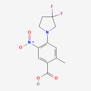 molecular formula C12H12F2N2O4 B8166827 4-(3,3-Difluoropyrrolidin-1-yl)-2-methyl-5-nitrobenzoic acid 