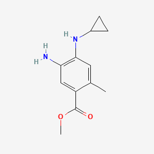 molecular formula C12H16N2O2 B8166840 Methyl 5-amino-4-(cyclopropylamino)-2-methylbenzoate 