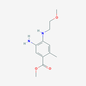 molecular formula C12H18N2O3 B8166843 Methyl 5-amino-4-((2-methoxyethyl)amino)-2-methylbenzoate 