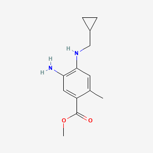 molecular formula C13H18N2O2 B8166852 Methyl 5-amino-4-((cyclopropylmethyl)amino)-2-methylbenzoate 