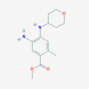 molecular formula C14H20N2O3 B8166859 Methyl 5-amino-2-methyl-4-((tetrahydro-2H-pyran-4-yl)amino)benzoate 
