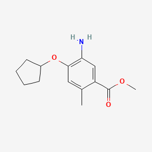 molecular formula C14H19NO3 B8166868 Methyl 5-amino-4-(cyclopentyloxy)-2-methylbenzoate 
