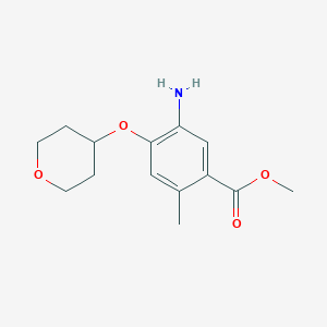 molecular formula C14H19NO4 B8166869 Methyl 5-amino-2-methyl-4-((tetrahydro-2H-pyran-4-yl)oxy)benzoate 
