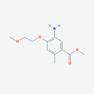 molecular formula C12H17NO4 B8166890 Methyl 5-amino-4-(2-methoxyethoxy)-2-methylbenzoate 