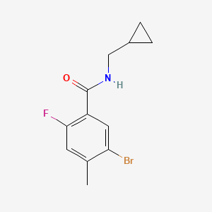molecular formula C12H13BrFNO B8166924 5-Bromo-N-(cyclopropylmethyl)-2-fluoro-4-methylbenzamide 