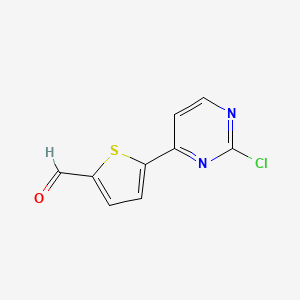 molecular formula C9H5ClN2OS B8167082 5-(2-氯吡咯啉-4-基)噻吩-2-甲醛 