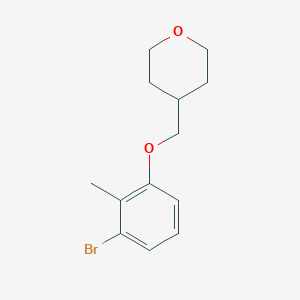 molecular formula C13H17BrO2 B8167264 4-((3-Bromo-2-methylphenoxy)methyl)tetrahydro-2H-pyran 