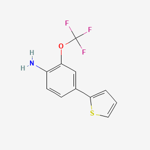molecular formula C11H8F3NOS B8167337 4-(Thiophen-2-yl)-2-(trifluoromethoxy)aniline 