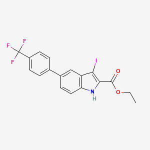 molecular formula C18H13F3INO2 B8167363 3-Iodo-5-(4-trifluoromethylphenyl)indole-2-carboxylic acid ethyl ester 
