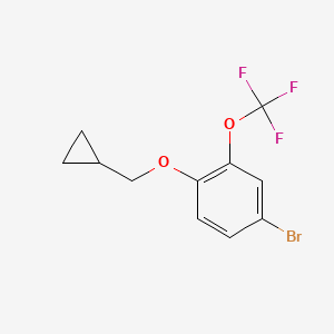 molecular formula C11H10BrF3O2 B8167396 4-Bromo-1-cyclopropylmethoxy-2-trifluoromethoxybenzene 