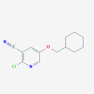 molecular formula C13H15ClN2O B8167560 2-Chloro-5-(cyclohexylmethoxy)nicotinonitrile 