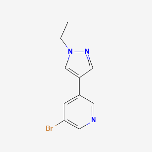 molecular formula C10H10BrN3 B8167571 3-Bromo-5-(1-ethyl-1H-pyrazol-4-yl)pyridine 