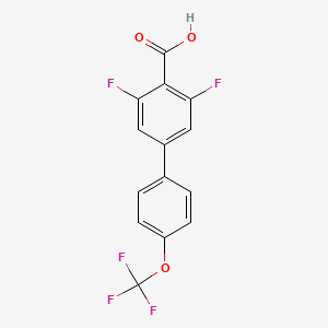 molecular formula C14H7F5O3 B8167602 3,5-Difluoro-4'-(trifluoromethoxy)-[1,1'-biphenyl]-4-carboxylic acid 