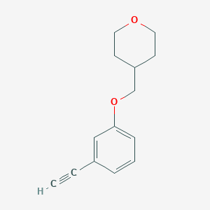 molecular formula C14H16O2 B8167643 4-((3-Ethynylphenoxy)methyl)tetrahydro-2H-pyran 