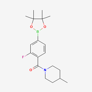 molecular formula C19H27BFNO3 B8167725 (2-Fluoro-4-(4,4,5,5-tetramethyl-1,3,2-dioxaborolan-2-yl)phenyl)(4-methylpiperidin-1-yl)methanone 
