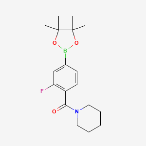 molecular formula C18H25BFNO3 B8167728 (2-Fluoro-4-(4,4,5,5-tetramethyl-1,3,2-dioxaborolan-2-yl)phenyl)(piperidin-1-yl)methanone 