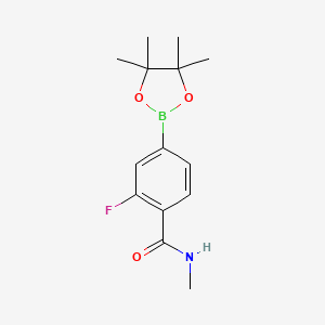 molecular formula C14H19BFNO3 B8167745 2-Fluoro-N-methyl-4-(4,4,5,5-tetramethyl-1,3,2-dioxaborolan-2-yl)benzamide 