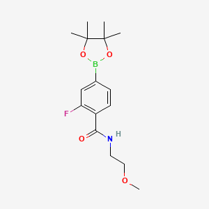 molecular formula C16H23BFNO4 B8167752 2-Fluoro-N-(2-methoxyethyl)-4-(4,4,5,5-tetramethyl-1,3,2-dioxaborolan-2-yl)benzamide 