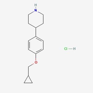 molecular formula C15H22ClNO B8167783 4-(4-(Cyclopropylmethoxy)phenyl)piperidine hydrochloride 