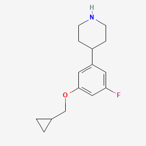 molecular formula C15H20FNO B8167793 4-(3-(Cyclopropylmethoxy)-5-fluorophenyl)piperidine 