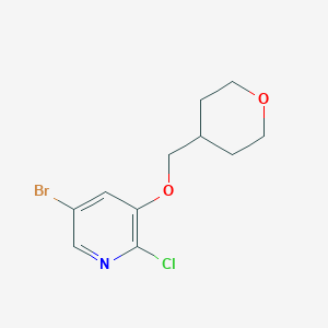 molecular formula C11H13BrClNO2 B8167794 5-Bromo-2-chloro-3-((tetrahydro-2H-pyran-4-yl)methoxy)pyridine 