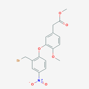 molecular formula C17H16BrNO6 B8167822 Methyl 2-(3-(2-bromomethyl-4-nitrophenoxy)-4-methoxyphenyl)acetate 