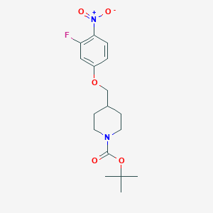 molecular formula C17H23FN2O5 B8167836 tert-Butyl 4-((3-fluoro-4-nitrophenoxy)methyl)piperidine-1-carboxylate 