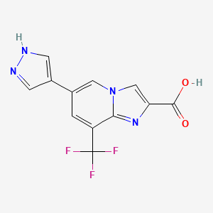 molecular formula C12H7F3N4O2 B8167856 6-(1H-pyrazol-4-yl)-8-trifluoromethyl-imidazo[1,2-a]pyridine-2-carboxylic acid 