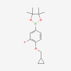 molecular formula C16H22BFO3 B8167945 2-(4-(Cyclopropylmethoxy)-3-fluorophenyl)-4,4,5,5-tetramethyl-1,3,2-dioxaborolane 