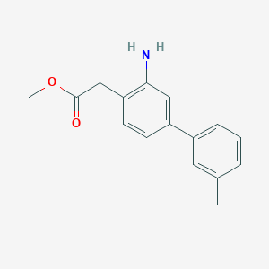 molecular formula C16H17NO2 B8168071 Methyl 2-(3-amino-3'-methyl-[1,1'-biphenyl]-4-yl)acetate 