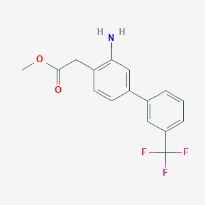 molecular formula C16H14F3NO2 B8168072 Methyl 2-(3-amino-3'-(trifluoromethyl)-[1,1'-biphenyl]-4-yl)acetate 