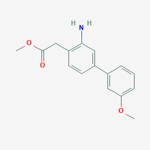 molecular formula C16H17NO3 B8168078 Methyl 2-(3-amino-3'-methoxy-[1,1'-biphenyl]-4-yl)acetate 
