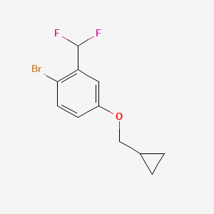 molecular formula C11H11BrF2O B8168166 1-Bromo-4-(cyclopropylmethoxy)-2-(difluoromethyl)benzene 