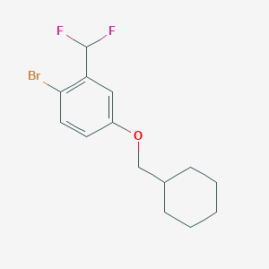 molecular formula C14H17BrF2O B8168189 1-Bromo-4-(cyclohexylmethoxy)-2-(difluoromethyl)benzene 