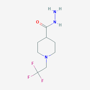 molecular formula C8H14F3N3O B8168223 1-(2,2,2-Trifluoroethyl)piperidine-4-carbohydrazide 